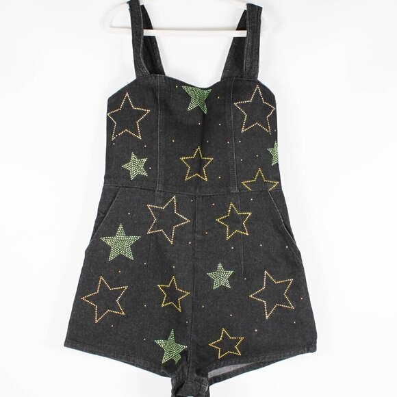 Nasty Gal Star Hotfix Denim Playsuit, NWT, Size 8 - Picture 2 of 9